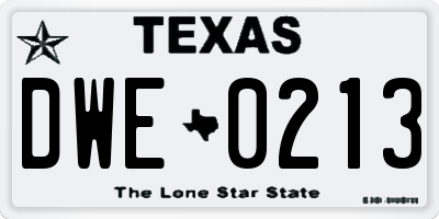 TX license plate DWE0213
