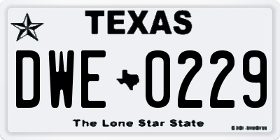 TX license plate DWE0229