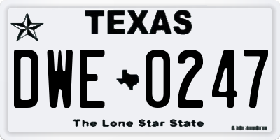 TX license plate DWE0247