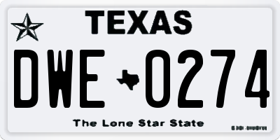 TX license plate DWE0274