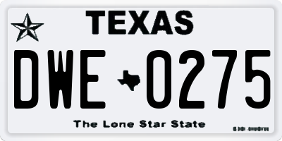 TX license plate DWE0275