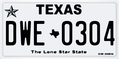 TX license plate DWE0304