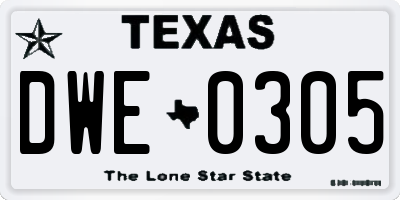 TX license plate DWE0305