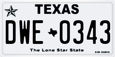 TX license plate DWE0343