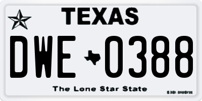 TX license plate DWE0388