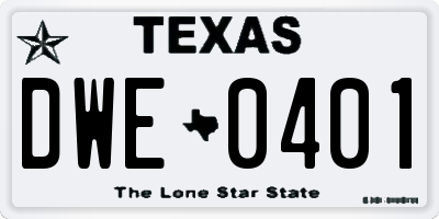 TX license plate DWE0401
