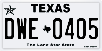 TX license plate DWE0405