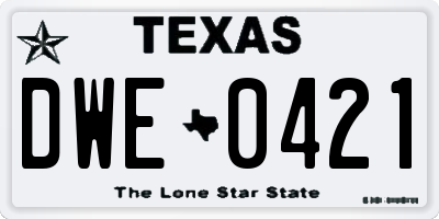 TX license plate DWE0421