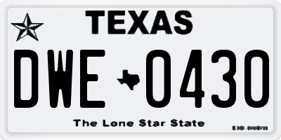 TX license plate DWE0430
