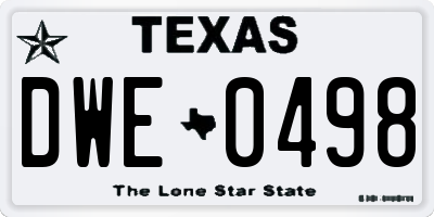 TX license plate DWE0498