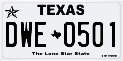 TX license plate DWE0501