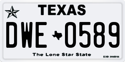 TX license plate DWE0589