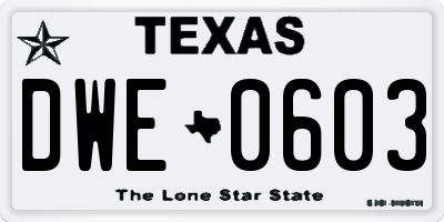 TX license plate DWE0603