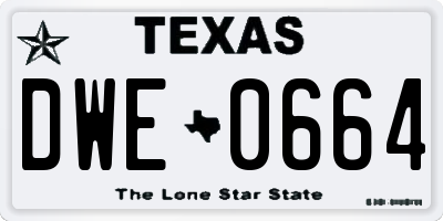 TX license plate DWE0664