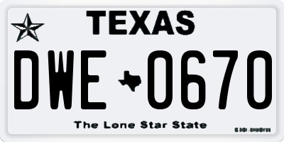 TX license plate DWE0670