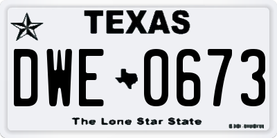 TX license plate DWE0673