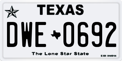 TX license plate DWE0692