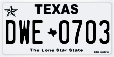 TX license plate DWE0703