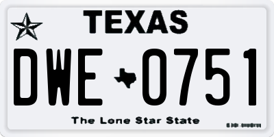 TX license plate DWE0751