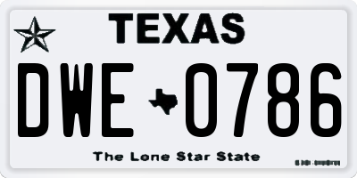 TX license plate DWE0786