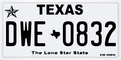 TX license plate DWE0832