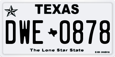 TX license plate DWE0878