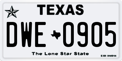 TX license plate DWE0905