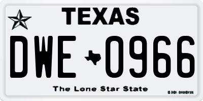 TX license plate DWE0966
