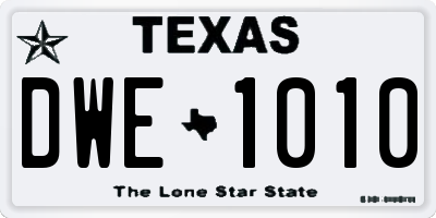 TX license plate DWE1010