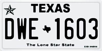TX license plate DWE1603