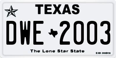 TX license plate DWE2003