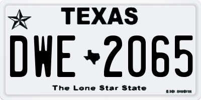 TX license plate DWE2065