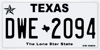 TX license plate DWE2094
