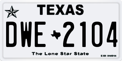 TX license plate DWE2104