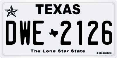 TX license plate DWE2126