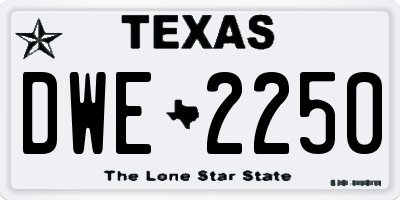 TX license plate DWE2250