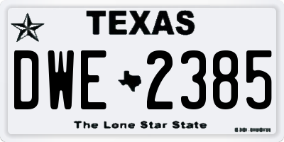 TX license plate DWE2385