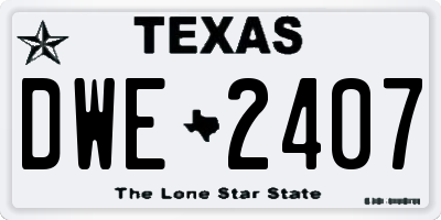 TX license plate DWE2407