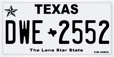 TX license plate DWE2552