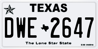 TX license plate DWE2647