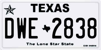 TX license plate DWE2838