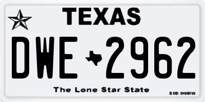TX license plate DWE2962