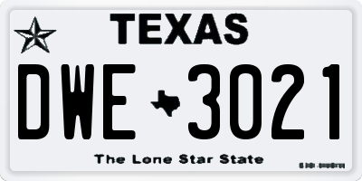 TX license plate DWE3021