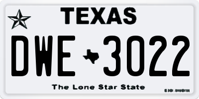 TX license plate DWE3022