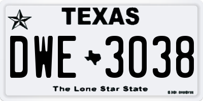TX license plate DWE3038