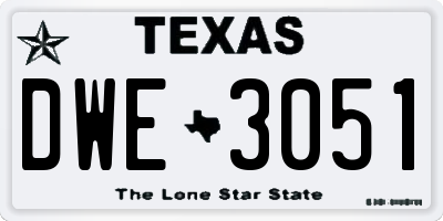 TX license plate DWE3051