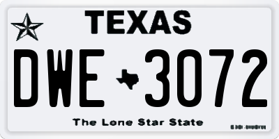 TX license plate DWE3072