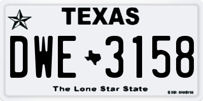 TX license plate DWE3158