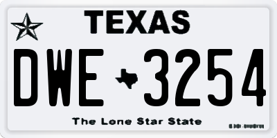 TX license plate DWE3254