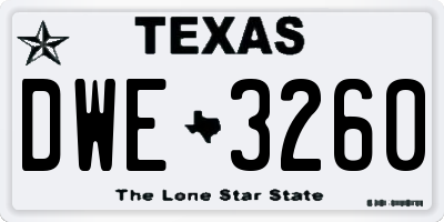 TX license plate DWE3260